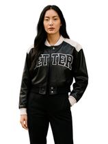 Jaqueta Feminina material sintético Curta Modelo College Better