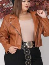 Jaqueta Feminina material sintético Plus Size Inverno Elegante Frio Casaco G1 ao G3