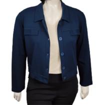 Jaqueta Feminina Moletinho com Botões e Lapela na Frente Plus Size P M G GG