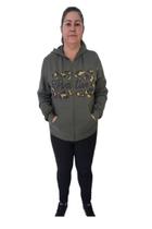 Jaqueta Feminina Moletom Com Capuz Animal Print Onça Verde