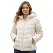 Jaqueta Feminina Mormaii 77189 Puffer Com Capuz Branco Off