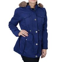 Jaqueta Feminina Mosaico Parka Sarja Peluciada Marinho - 66090038 Jaqueta Feminina Mosaico Parka Sarja Peluciada Marinho - 66090038