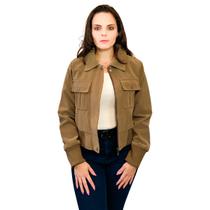 Jaqueta Feminina Nobuck Couro Casaco Forrada Premium KLIZZ