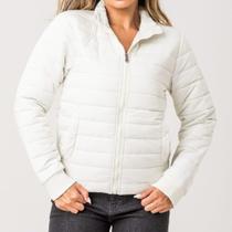 Jaqueta Feminina Nylon Off White Com Zíper Zune