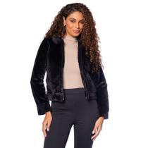 Jaqueta Feminina Olho Fatal de Pele Fake Preto Jaqueta Feminina Olho Fatal de Pele Fake Preto