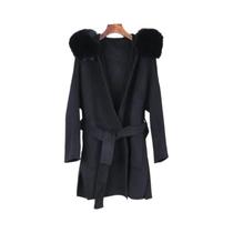 Jaqueta Feminina Oversize De Inverno Com Gola E Punhos De Pele De Raposa Genuína, Capuz E Lã