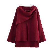 Jaqueta Feminina Oversize De Tricô Para Outono/Inverno, Casaco Casual Para O Dia a Dia Com Cachecol