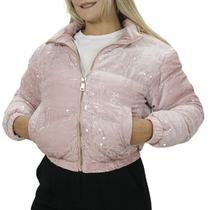 Jaqueta Feminina Paete Brilho Glamour Inverno Moda Estilo