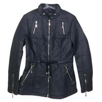 Jaqueta Feminina Parka em PU Trucker Forrada