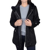 Jaqueta Feminina Pellini Capuz Pele Preta - GD406 Jaqueta Feminina Pellini Capuz Pele Preta - GD406