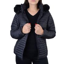 Jaqueta Feminina Pellini Peluciada Capuz Pele Preta - GD2910 Jaqueta Feminina Pellini Peluciada Capuz Pele Preta - GD2910