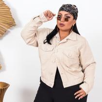 Jaqueta Feminina Plus Size Botão Encapado Tendência Da Moda