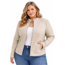 Jaqueta Feminina Plus Size Clássica Forrada City Lady