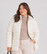 Jaqueta Feminina Plus Size Com Capuz Sea Surf Bege