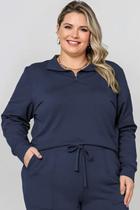 Jaqueta Feminina Plus Size De Malha Com Elastano, Até 54 Jaqueta Feminina Plus Size De Malha Com Elastano, Até 54