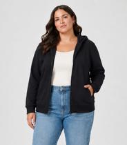 Jaqueta Feminina Plus Size Em Moletom Rovitex Preto Jaqueta Feminina Plus Size Em Moletom Rovitex Preto