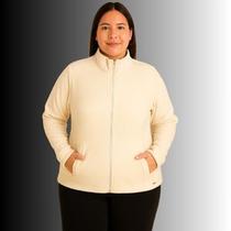 Jaqueta Feminina Plus Size em Poliéster com Zíper e Bolsos Laterais