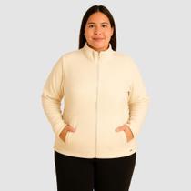 Jaqueta Feminina Plus Size em Poliéster com Zíper e Bolsos Laterais