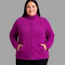 Jaqueta Feminina Plus Size em Poliéster com Zíper e Bolsos Laterais