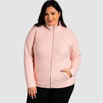 Jaqueta Feminina Plus Size em Poliéster com Zíper e Bolsos Laterais Jaqueta Feminina Plus Size em Poliéster com Zíper e Bolsos Laterais