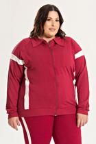 Jaqueta Feminina Plus Size Molecotton Com Faixas Contrastante - Serena
