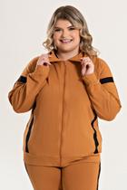 Jaqueta Feminina Plus Size Molecotton Com Faixas Contrastante - Serena