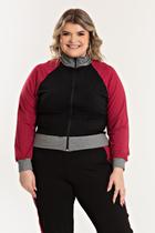 Jaqueta Feminina Plus Size Molecotton com Mangas Verdes e Detalhes Cinza - Serena