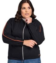 Jaqueta Feminina Plus Size Moleton Zíper Capuz - Cereja Rosa