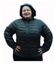 Jaqueta Feminina Plus Size Nylon Capuz Tamanhos Grandes Frio