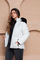 Jaqueta Feminina Puffer com Capuz Peluciado Bobojaco Inverno COR:BRANCOTAMANHO:GG Jaqueta Feminina Puffer com Capuz Peluciado Bobojaco Inverno COR:BRANCOTAMANHO:GG