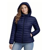 Jaqueta Feminina Puffer com Capuz Removível Bolsos Com Zíper Jaqueta Feminina Puffer com Capuz Removível Bolsos Com Zíper