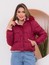 Jaqueta Feminina Puffer Dupla Face Peluciada Forrada Elegante