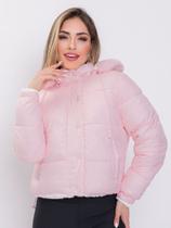 Jaqueta Feminina Puffer Dupla Face Peluciada Impermeável Forrada