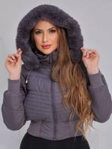 Jaqueta Feminina Puffer em Nylon Dupla Face