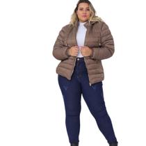 Jaqueta Feminina Puffer Forrada De Pelúcia Plus Size Domitila