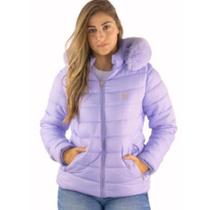 Jaqueta Feminina Puffer Lilás Forrada em Pelo Tuff