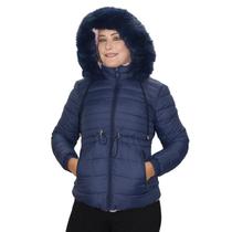 Jaqueta Feminina Puffer Pelinho Corta Vento Dupla Face Moda