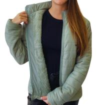 Jaqueta feminina puffer peluciada básica e casual slim 1504.c1