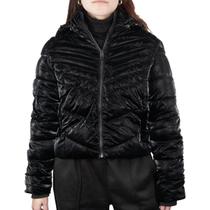 Jaqueta Feminina Puffer Vinil Bomber com Gorro Removível ED-20 Jaqueta Feminina Puffer Vinil Bomber com Gorro Removível ED-20