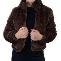 Jaqueta Feminina Queens Puffer Dupla Face Pele Marrom GRFB22