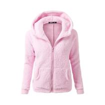 Jaqueta Feminina Quente De Moletom Com Capuz Para Outono Inverno, Casaco Casual Com Zíper, Moletom
