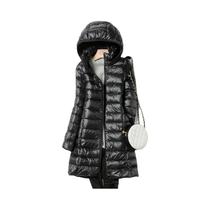 Jaqueta Feminina Slim Fit Com Capuz, Moda Coreana, Casaco Longo Leve De Pluma, Agasalho De Inverno