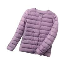 Jaqueta Feminina Slim Fit Ultra Leve E Compactável De Plumas De Pato Branco Para Outono Inverno