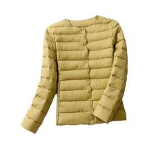 Jaqueta Feminina Slim Fit Ultra Leve E Compactável De Plumas De Pato Branco Para Outono Inverno