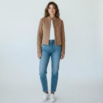 Jaqueta Feminina Suede Alpelo com Recortes Caramelo 40600029 - Bege 42 Jaqueta Feminina Suede Alpelo com Recortes Caramelo 40600029 - Bege 42
