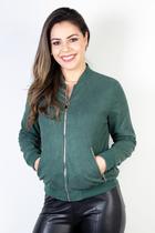 Jaqueta feminina suede forrada com bolsos 70414