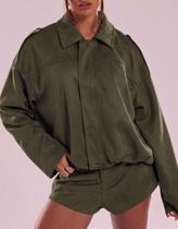 Jaqueta Feminina Vintage De Inverno Com Textura De Camurça Oversized Inverno Jaqueta Feminina Vintage De Inverno Com Textura De Camurça Oversized Inverno