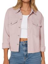 Jaqueta feminina Yousify, recortada, casual, com botões, lapela