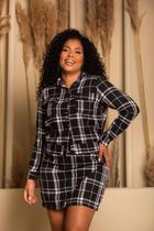 Jaqueta Flanelado Xadrez Black Plus Size Jaqueta Flanelado Xadrez Black Plus Size