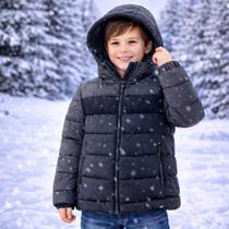 Jaqueta Forrada Casaco Juvenil Menino Puffer Bobojaco Nylon Infantil Escola Inverno Quentinha Com Ca